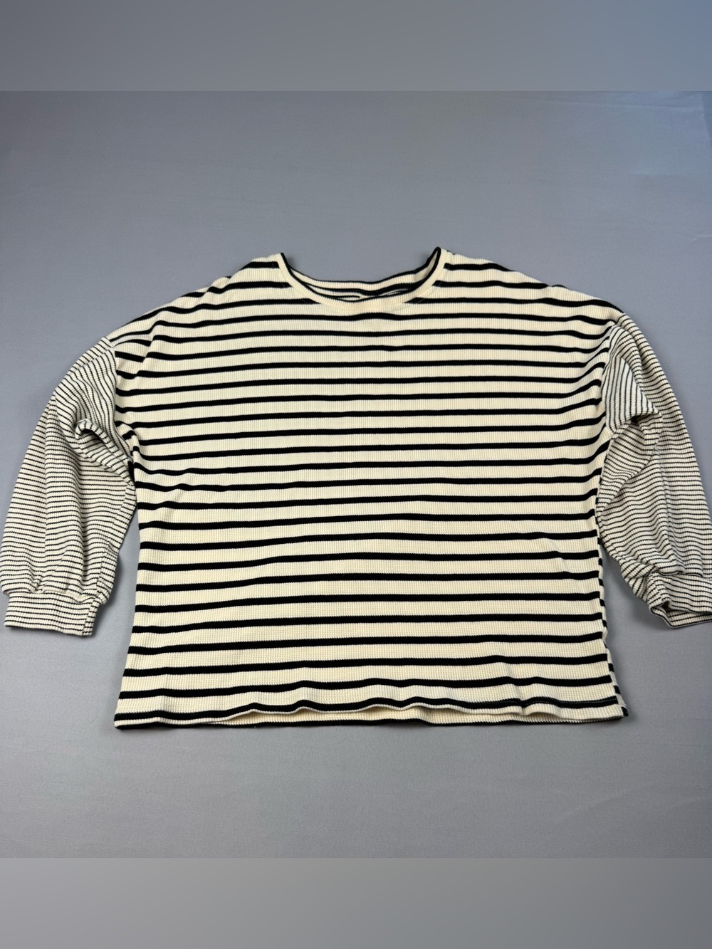 Hayden LA Black Cream Striped Knit Top Medium Coastal French Girl Style